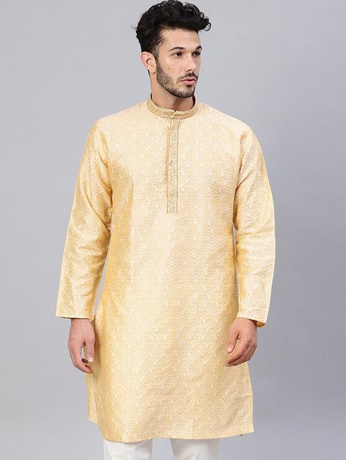 men embroidered mandarin collar long sleeve kurta - 22001084 - Very Small Image - 1