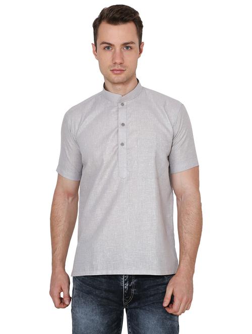 men solid mandarin collar short sleeve kurta - 22001099 - Very Small Image - 1