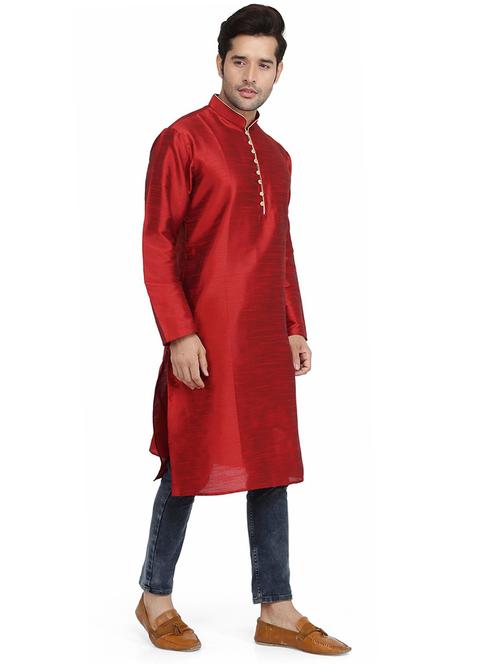 men solid mandarin collar long sleeve kurta - 22001113 - Very Small Image - 1