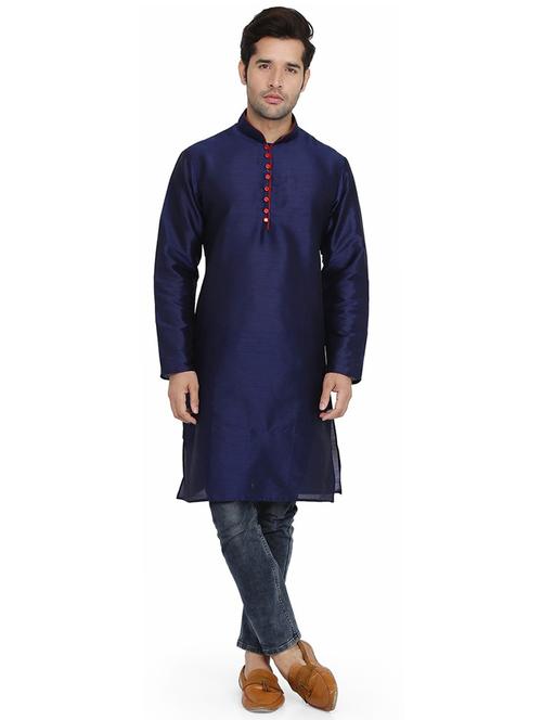 men solid mandarin collar long sleeve kurta - 22001114 - Very Small Image - 1