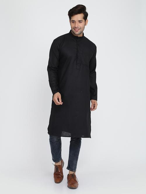 men solid mandarin collar long sleeve kurta  - 22001138 - Very Small Image - 1