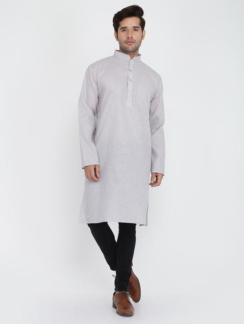 men solid mandarin collar long sleeve kurta  - 22001141 - Very Small Image - 1