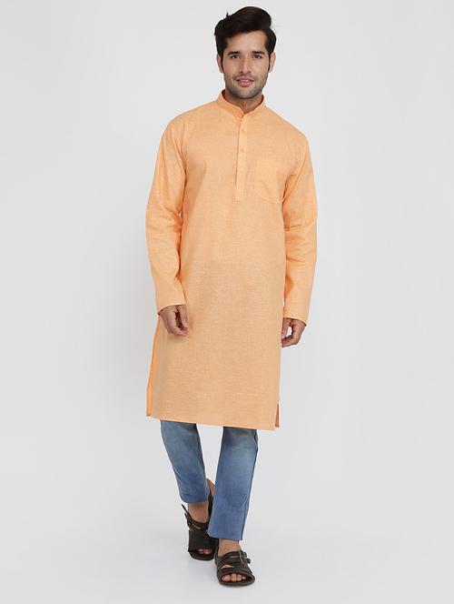 men solid mandarin collar long sleeve kurta  - 22001142 - Very Small Image - 1