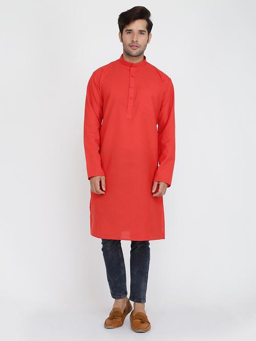 men solid mandarin collar long sleeve kurta  - 22001145 - Very Small Image - 1