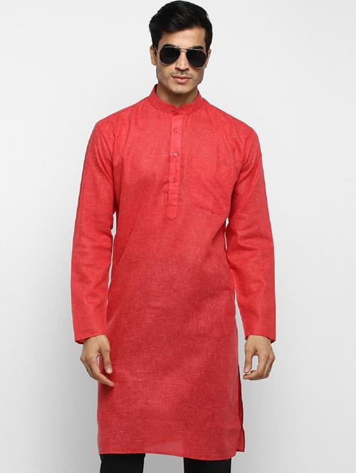 men solid mandarin collar long sleeve kurta  - 22001163 - Very Small Image - 1