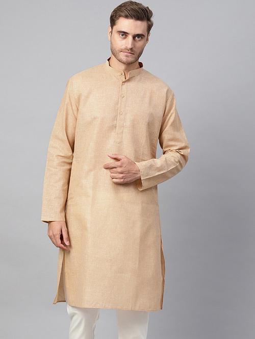 men solid mandarin collar long sleeve kurta - 22001173 - Very Small Image - 1