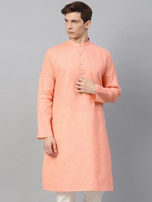 men solid mandarin collar long sleeve kurta - 22001177 - Very Small Image - 1