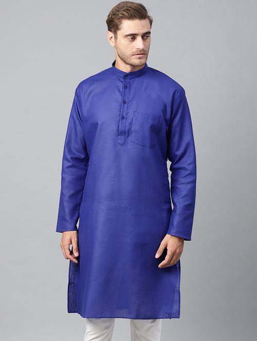 men solid mandarin collar long sleeve kurta  - 22001180 - Very Small Image - 1