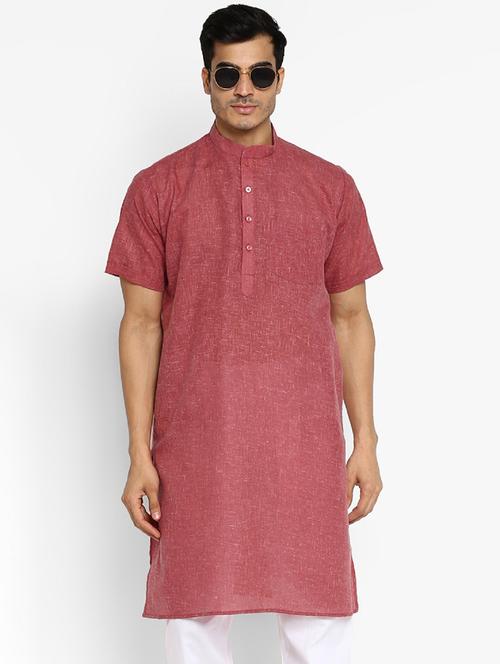 men solid mandarin collar short sleeve kurta  - 22001206 - Very Small Image - 1