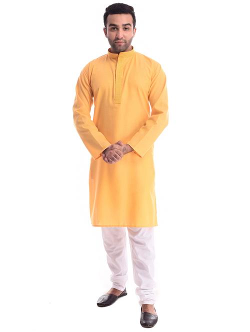men solid mandarin collar long sleeve kurta - 22001226 - Very Small Image - 1