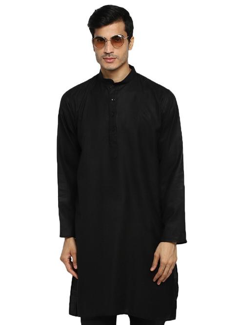 men solid mandarin collar long sleeve kurta - 22001230 - Very Small Image - 1