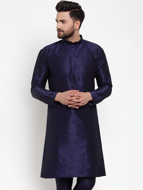 men solid mandarin collar short sleeve kurta  - 22001251 - Very Small Image - 1