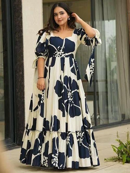 women floral print puff sleeve tiered dress - 22001265 - Very Small Image - 1