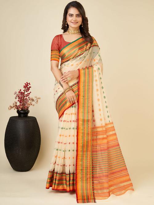 women self design bordered saree with blouse - 22001302 - Very Small Image - 1