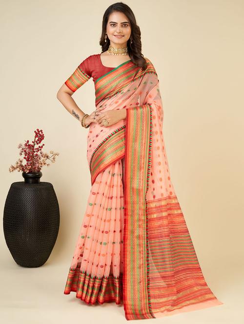 women self design bordered saree with blouse - 22001304 - Very Small Image - 1