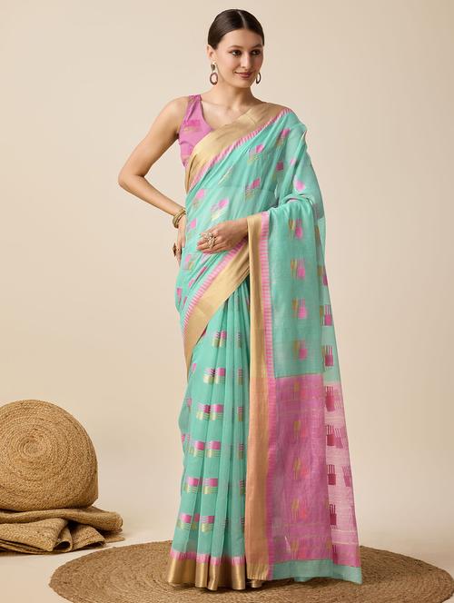 women self design bordered saree with blouse - 22001317 - Very Small Image - 1