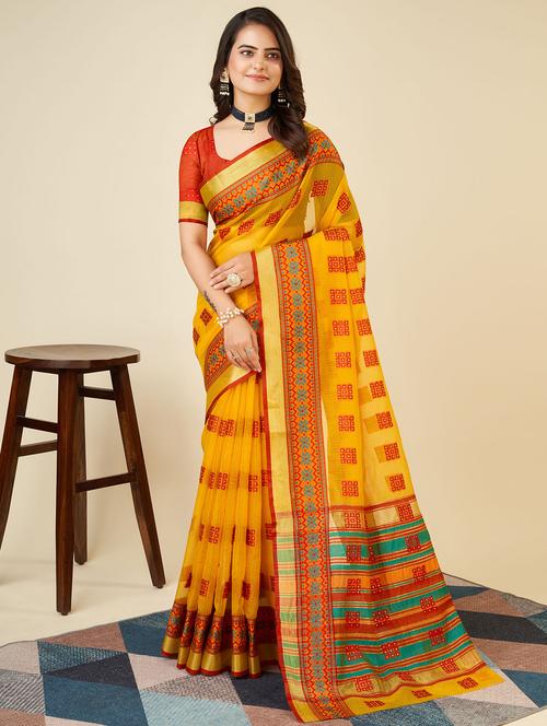 women self design kota doria saree with blouse - 22001323 - Very Small Image - 1