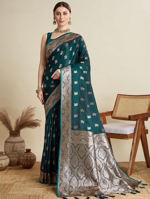 women self design banarasi saree with blouse - 22001349 - Very Small Image - 1