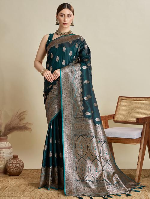 women self design banarasi saree with blouse - 22001354 - Very Small Image - 1