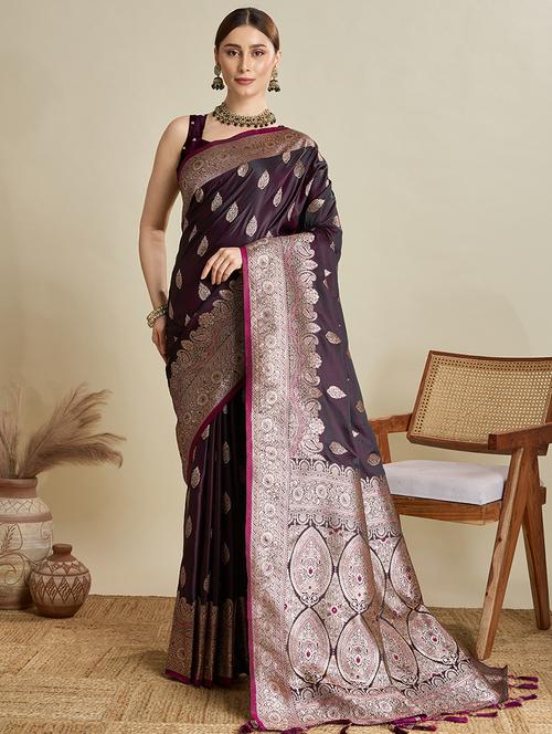 women self design banarasi saree with blouse - 22001355 - Very Small Image - 1