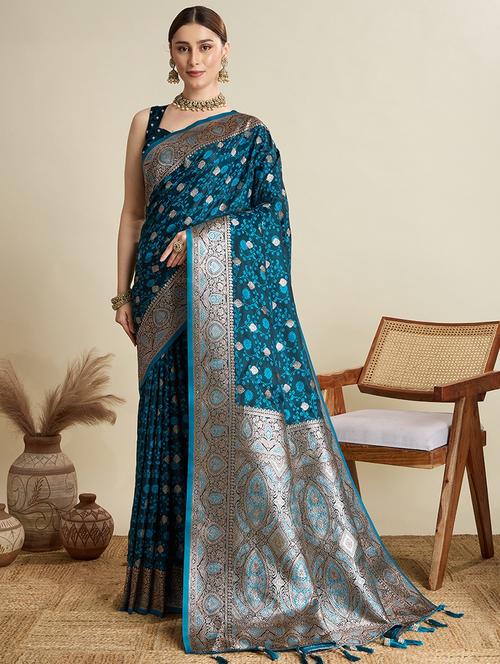 women self design banarasi saree with blouse - 22001356 - Very Small Image - 1