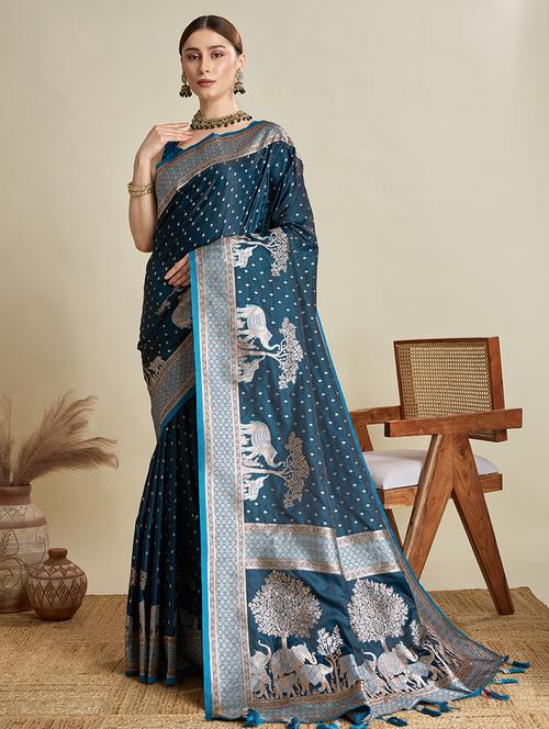 women self design banarasi saree with blouse - 22001361 - Very Small Image - 1