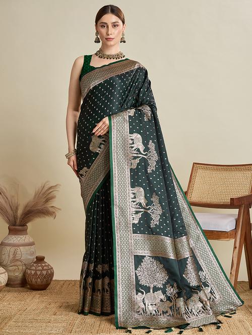 women self design banarasi saree with blouse - 22001362 - Very Small Image - 1