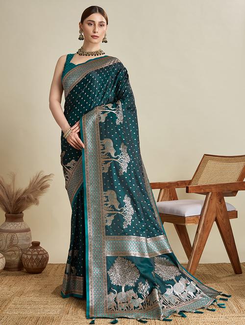 women self design banarasi saree with blouse - 22001364 - Very Small Image - 1