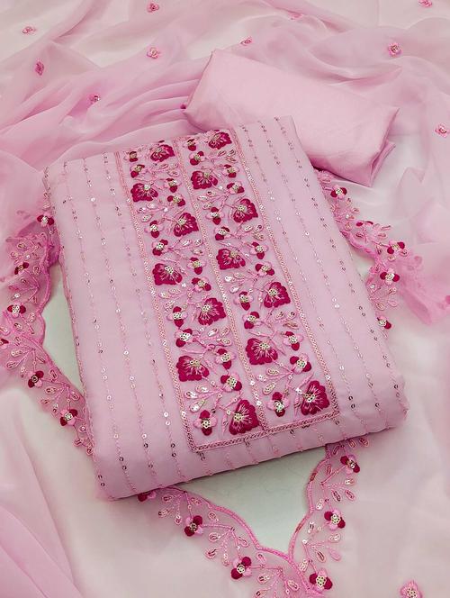 women solid with work embellished unstitched suit set - 22002670 - Very Small Image - 1