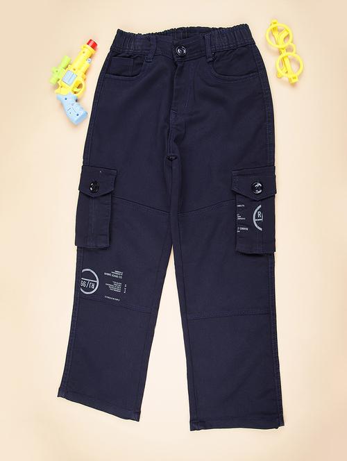 boys solid mid rise regular fit cargo - 22003465 - Very Small Image - 1