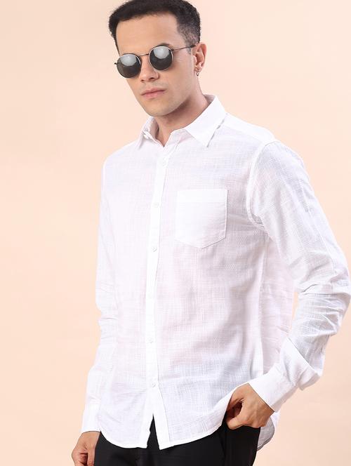 men solid collared long sleeve shirt - 22003543 - Very Small Image - 1
