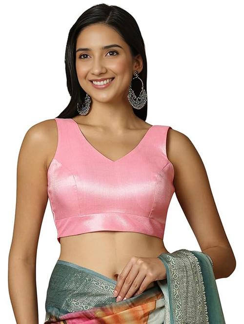 women pink sleeveless plain stitched blouse - 22003860 - Very Small Image - 1