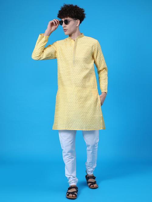 yellow kurta churidar ethnic wear set - 22004254 - Very Small Image - 1