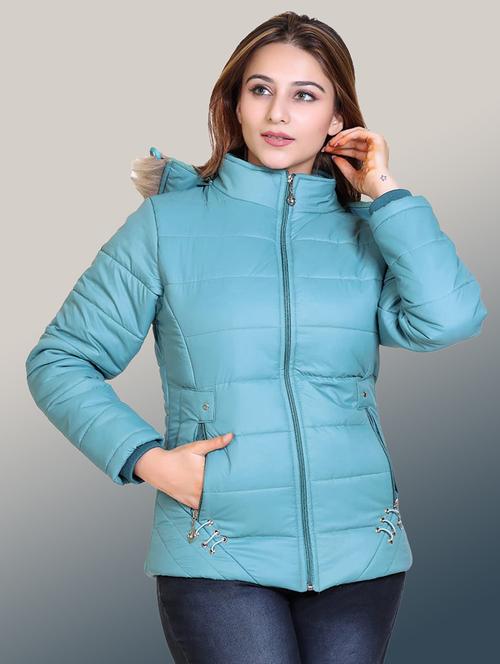 women solid long sleeve hooded quilted jacket - 22004383 - Very Small Image - 1