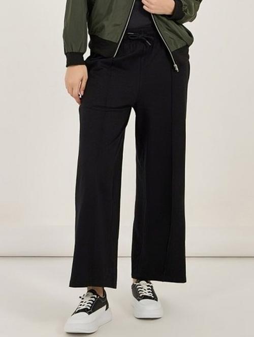 women black solid mid rise straight trouser - 22004403 - Very Small Image - 1