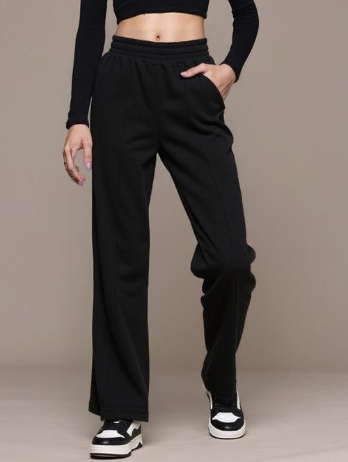 women black solid mid rise straight trouser - 22004404 - Very Small Image - 1