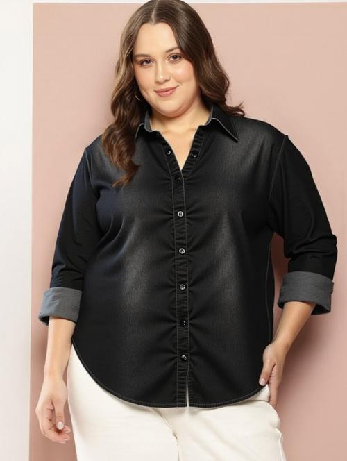 black denim plus shirt - 22004410 - Very Small Image - 1