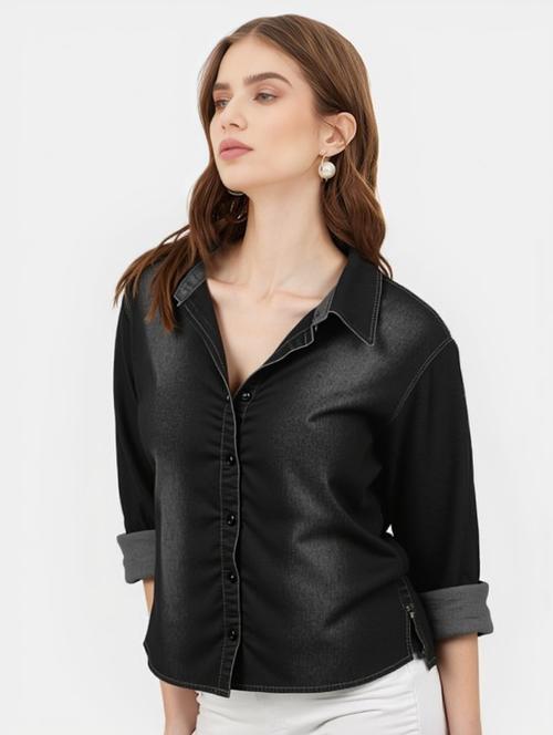 black denim regular shirt - 22004414 - Very Small Image - 1