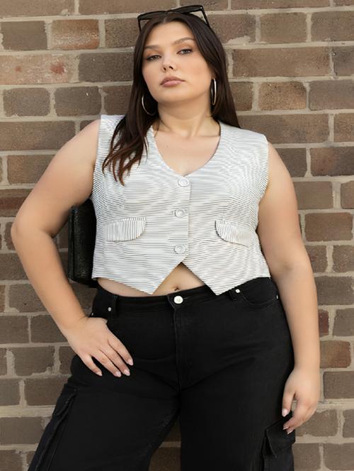 white cotton blend crop top - 22004418 - Very Small Image - 1