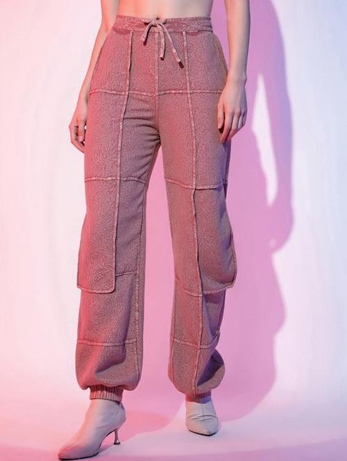 women pink solid high rise relaxed fit jogger - 22004421 - Very Small Image - 1