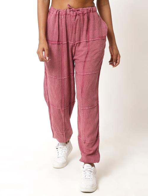women solid high rise relaxed fit jogger - 22004429 - Very Small Image - 1