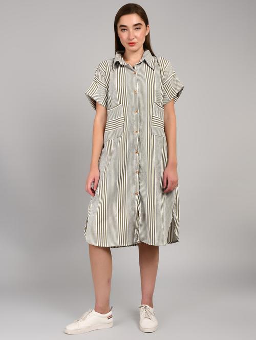 grey cotton blend aline dress - 22004434 - Very Small Image - 1