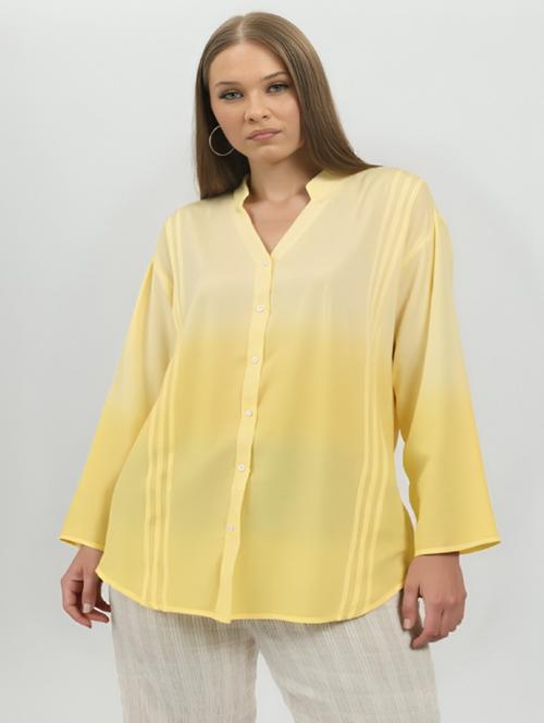 women ombre print high low long sleeve shirt - 22004459 - Very Small Image - 1