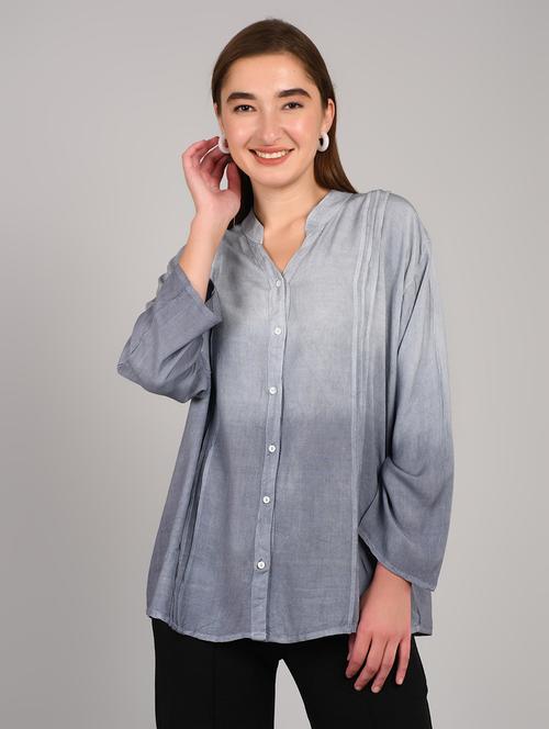 women ombre print long sleeve shirt - 22004463 - Very Small Image - 1