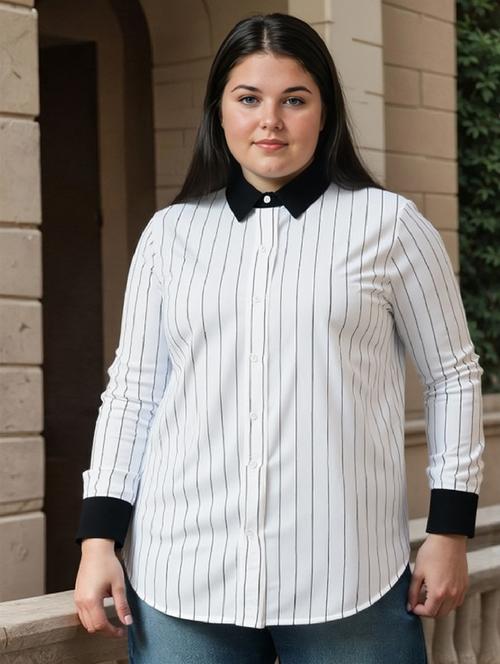women plus size striped long sleeve shirt - 22004475 - Very Small Image - 1