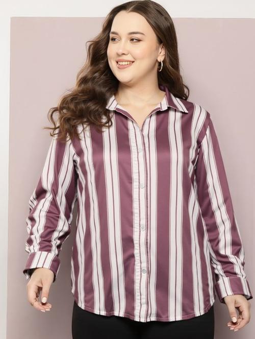 women plus size solid long sleeve collared shirt - 22004482 - Very Small Image - 1