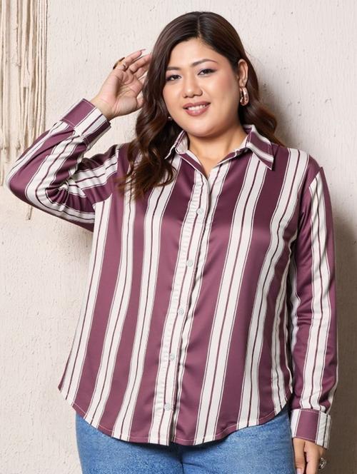 women plus size solid long sleeve collared shirt - 22004483 - Very Small Image - 1