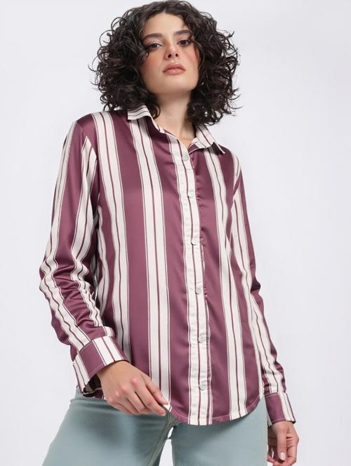 women striped long sleeve collared shirt - 22004484 - Very Small Image - 1