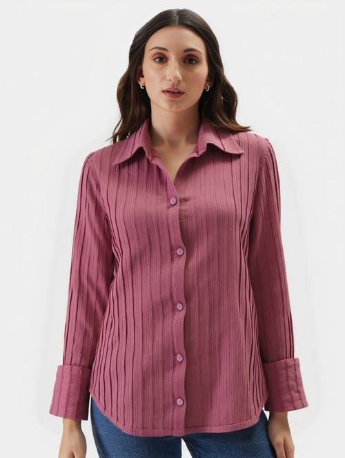 women plus size solid long sleeve collared shirt - 22004497 - Very Small Image - 1