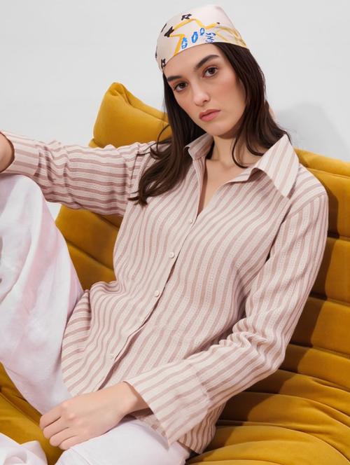 women striped long sleeve collared shirt - 22004509 - Very Small Image - 1